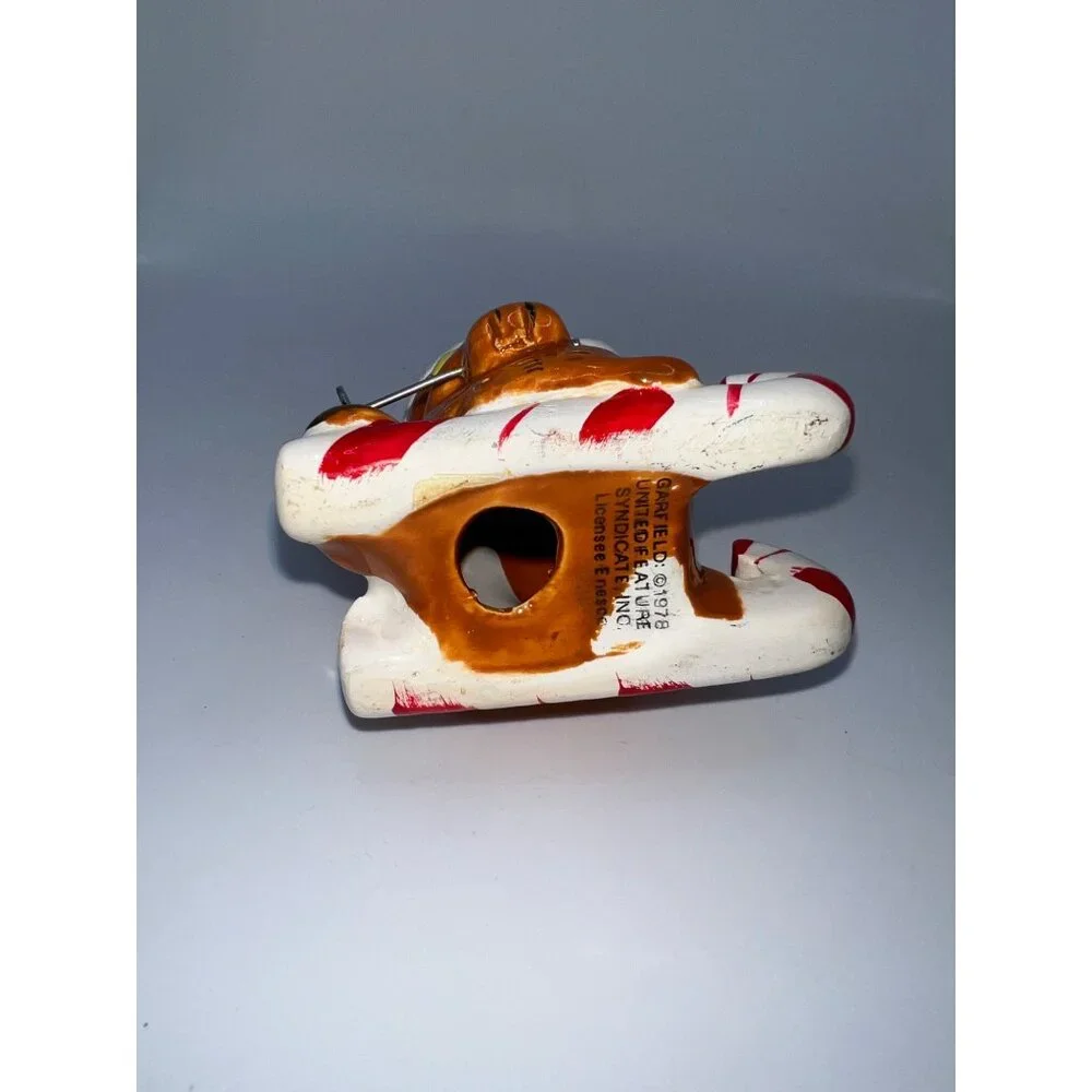 Vintage 1978 Garfield The Cat Skiing Ceramic Christmas‎ Ornament Xmas Decor Cats